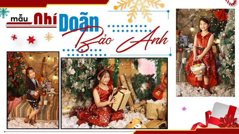 Mẫu nhí Bảo Anh mang “bữa tiệc thời trang” vào bộ ảnh Giáng sinh 2021